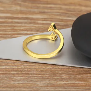 Gold plated open ring featuring micro-paved cubic zirconia and elegant letter design.