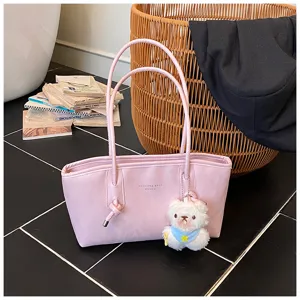 Retro commuting large capacity solid color fashion minimalist handbag shoulder tote bag women