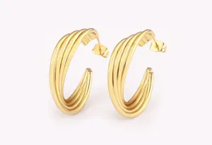 Eleganti E Stilosi Orecchini A Cerchio Torti Multi Filo Placcati In Oro Per Donne