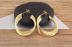 Orecchini a cerchio in metallo torsato grande placcato oro 18k per donne moda semplice