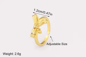 Vergoldeter Schleifenring Detailansicht, verstellbarer offener Ring für Damen Schmuck