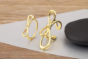 Vergoldete Schleifen Offene Ringe, Zarter Schmuck für Frauen, Elegantes Tägliches Accessoire
