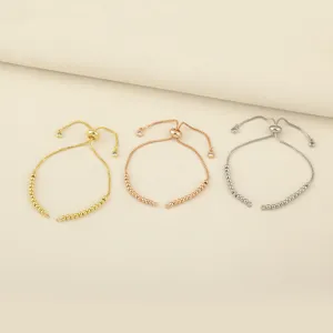 Adjustable slider bracelet chain components in gold silver rose gold, ideal jewelry making.