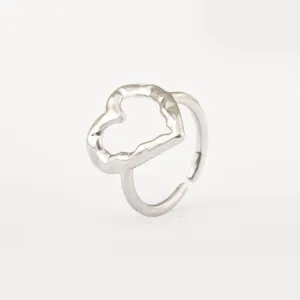 Silber unregelmäßig hohler Herz Offener Ring Damen Modische Schmuck Geschenke