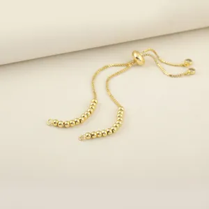 Gold adjustable sliding bead extension chain jewelry component, perfect tail accessory.