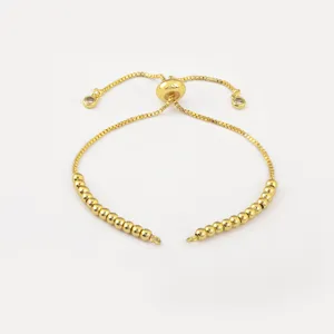Adjustable sliding bead bracelet chain accessory golden metal DIY jewelry making components