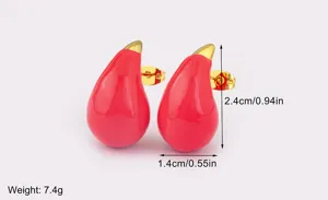 18K Gold Plated Enamel Teardrop Earrings Candy Color Trendy Fashion Jewelry Gift