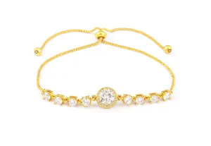 pulsera deslizante de circonita cúbica chapada en oro de 18k para mujer joyería brillante elegante