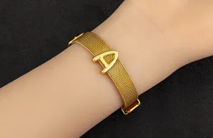 Gold plated mesh bracelet with letter A charm fashion wrist jewelry for women daily wear