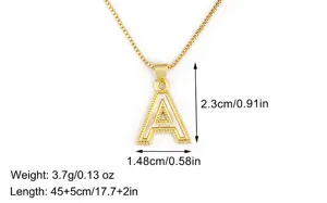 Gold plated natural mother of pearl letter A pendant necklace for women daily fashion jewelry