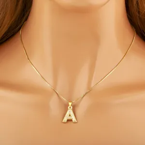 Gold Plated Letter A Pendant Necklace with Mother of Pearl Niche Design Women Clavicle Chain