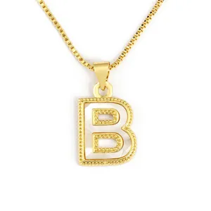 Gold-plated letter B pendant necklace with natural mother-of-pearl inlay for women fashion chic.