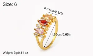 Kupfer 18k vergoldete bunte Zirkon offene Ring Grösse 6 stilvoller Schmuck Detail