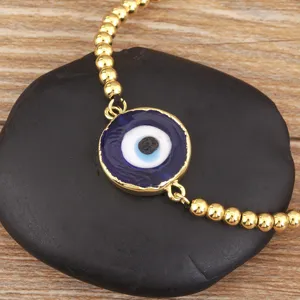 Bracelet de perles mauvais œil plaqué or pendentif œil turc bleu bijoux pour femmes
