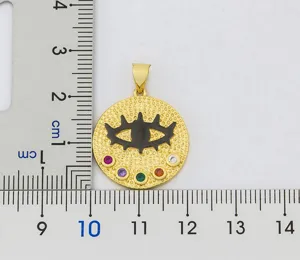 Turkish evil eye pendant gold plated copper colorful zircon necklace charm jewelry detail