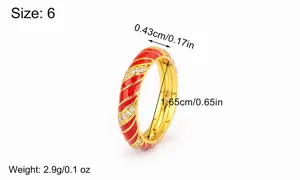 Anillo de espiral esmaltado rojo chapado en oro con circonitas micro engastadas talla 6