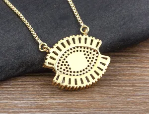 Exquisite Turkish evil eye pendant necklace showcasing detailed gold craftsmanship and classic design.