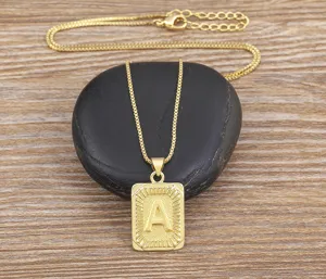 Gold initial letter pendant necklace for men hip hop style stainless steel jewelry accessory