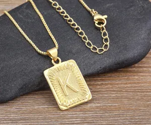Gold 18K stainless steel letter K pendant necklace for men hip hop fashion jewelry detail view.