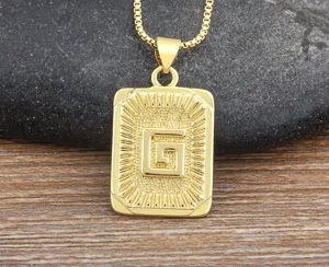 18K gold plated stainless steel letter G pendant necklace for men hip hop jewelry detail view.