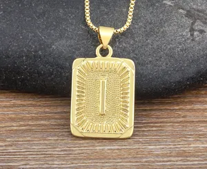 Gold initial pendant necklace for men hip hop style stainless steel letter jewelry accessory