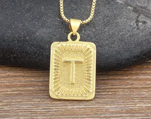 Gold 18K Plated Stainless Steel Letter T Pendant Necklace for Men Hip Hop Street Jewelry