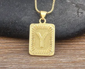 Gold letter Y pendant necklace for men hip hop style stainless steel jewelry accessory detail view