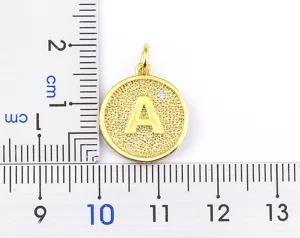 Details of the 18k gold plated zircon letter pendant, stylish round initial necklace for women.