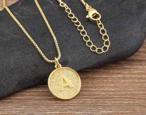 Gold plated letter A necklace with sparkling zircon pendant, minimalist design jewelry for women.