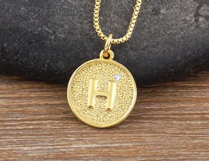 Elegant 18k gold plated initial letter H pendant necklace with sparkling cubic zirconia.