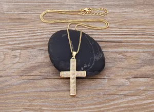 Gold cross necklace for women 18k gold plated pavé cubic zirconia pendant jewelry