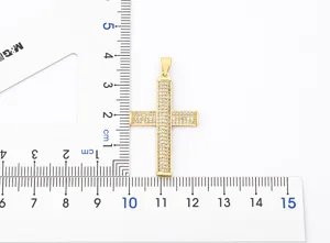 Gold Cross Pendant Pavé Zirconia Copper 18K Real Gold Plated Necklace Women Charm Jewelry