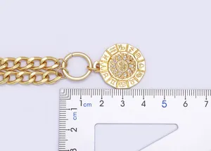 Collana con ciondolo sole zodiaco oro con catena grossa stile punk gioielli cristallo