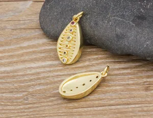 Exquisite gold-plated teardrop pendant featuring vibrant micro-set multi-color cubic zirconia.