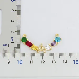 Multicolor gemstone crystal letter A pendant necklace copper gold plated fashion jewelry gift