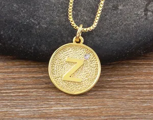 Minimalist 18k gold plated brass cubic zirconia letter Z pendant necklace for women fashion