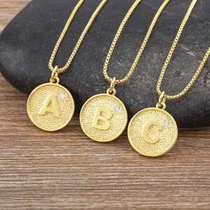 Gold-plated initial letter pendant necklace with sparkling cubic zirconia for women fashion jewelry