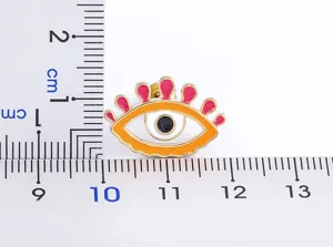 Evil eye enamel stud earrings size detail view, 18k gold plated copper creative jewelry.