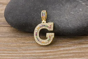 Colorful micro pave zircon letter G pendant fashion hip hop jewelry for men and women.