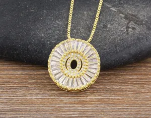 Collana Con Iniziale Zircone Oro Ciondolo Rotondo Catena Clavicola Gioielli Moda