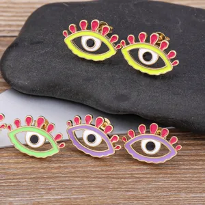 Colorful enamel evil eye stud earrings gold plated fashion creative jewelry main view display