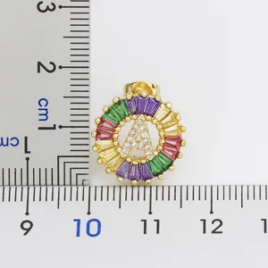 Gold plated colorful crystal letter A stud earrings fashion jewelry for women gifts