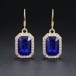 Vintage Orecchini a Pendolo in Lega con Strass Rettangolo Cristallo Eleganti Geometrici Intarsiati Vetro Gemme Orecchini per Donna Gioielli Regalo