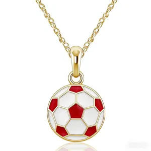 Mooie gouden voetbal ketting schattige legering sport stijl hanger sieraden voor dames