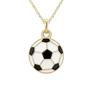 Gouden voetbal hanger ketting sport stijl emaille sleutelbeen ketting voor dames heren