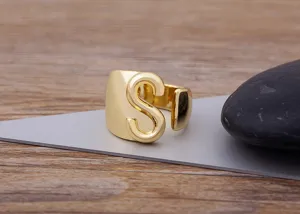 Gold plated open letter S ring fashion jewelry couple finger rings for men and women daily wear