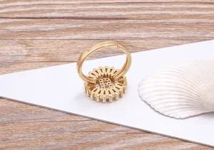 Gold Plated Zircon Letter B Ring Detail View Minimalist Alphabet Initial Jewelry
