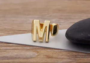 Gold plated brass M letter open ring, European and American minimalist fashion finger jewelry.
