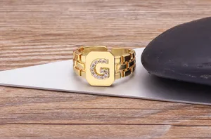 Επιχρυσωμένο δαχτυλίδι 18k hip hop γράμμα G ζιργκόν σχέδιο λουράκι ρολογιού μόδας λεπτομέρεια