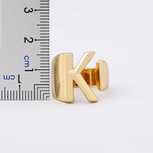 Gold plated copper letter K open ring European American style unisex statement jewelry